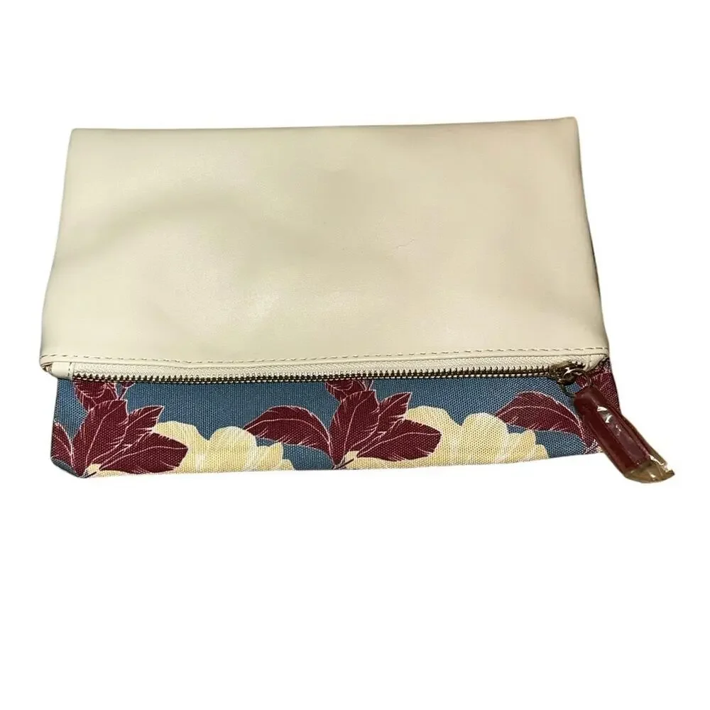 Rachel‎ Pally Floral Foldover Clutch Cream Vegan Leather NWT